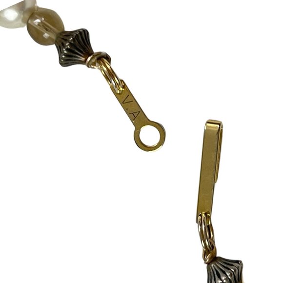 Vintage Necklace One Strand Various Beads  Bronze White Faux Pearl Rose Beads - Picture 4 of 5